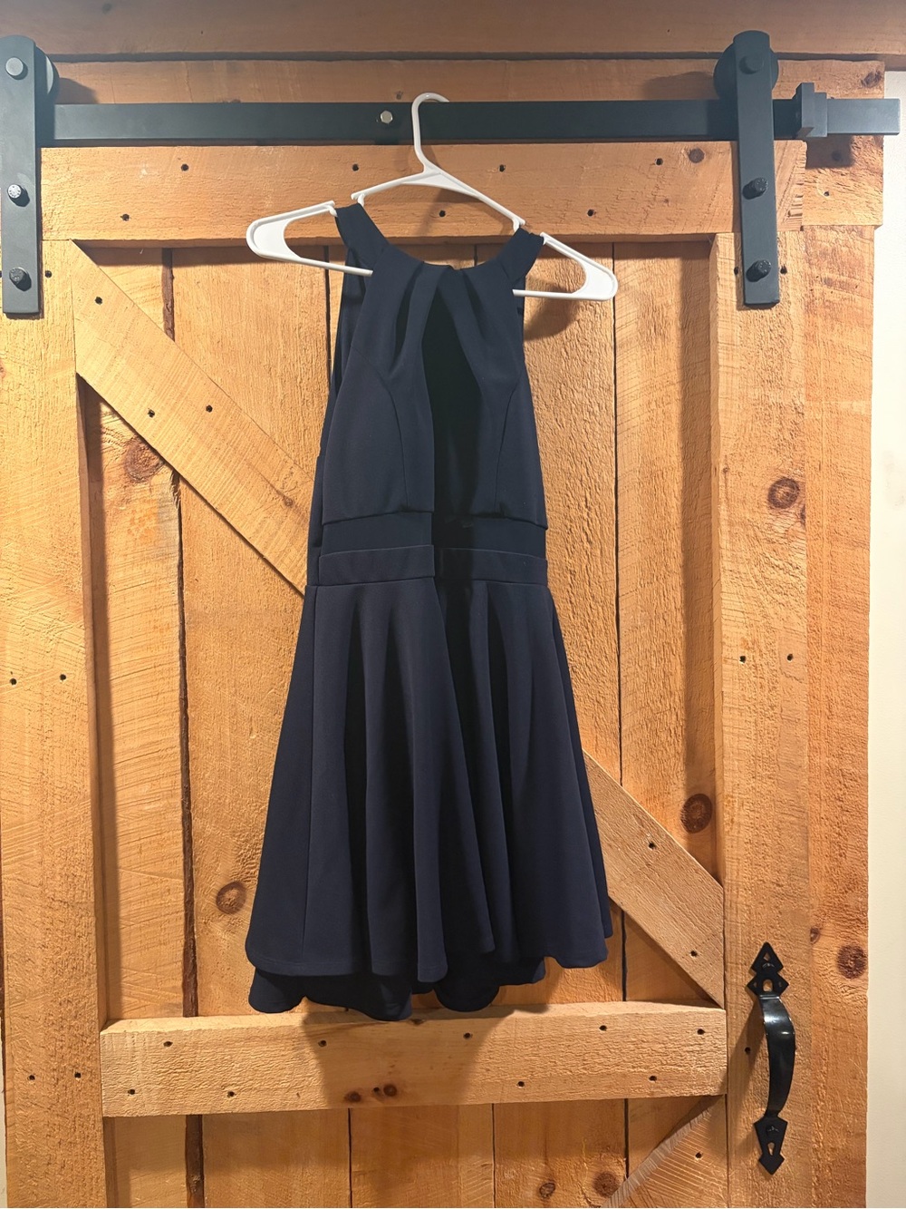 Girls Navy Halter Fit-and-Flare Dress